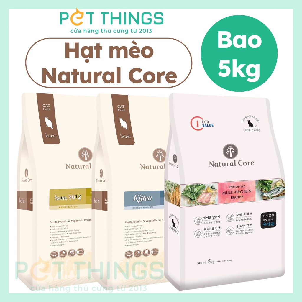 Bao 5kg Thức Ăn Hạt khô cho mèo Natural Core các loại