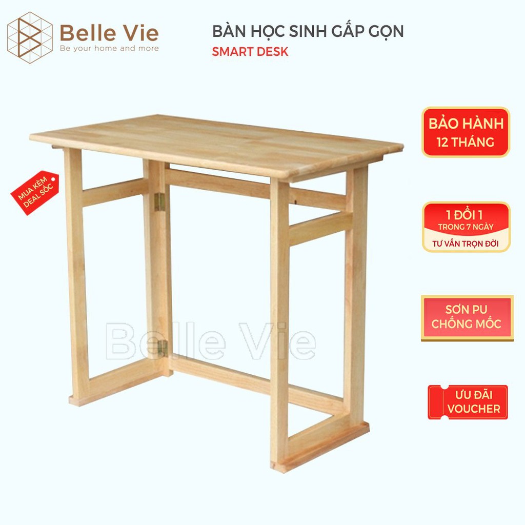 Bàn Làm Việc Gỗ Gấp Gọn BELLEVIE  Bàn Gấp Học Sinh Thông Minh Phong Cách Hiện Đại Gọn Gàng