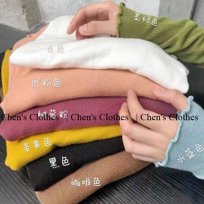 Áo len tăm body sợi nhỏ cổ xoăn sóng