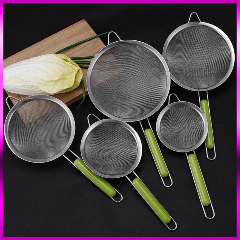 Rây lọc inox cán xanh ,lọc bột cháo ,thức ăn ,trái cây cho bé ăn dặm