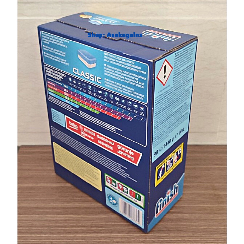 Viên rửa chén Finish Classic hộp 90v hương chanh - Chính Hãng.