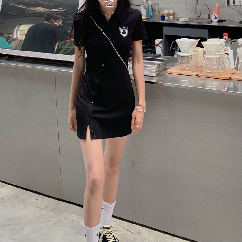 Đầm ZHELIHANGFEI thiết kế ôm hông cổ polo eo hẹp gợi cảm