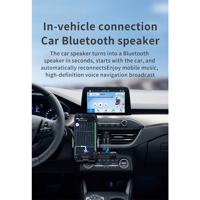 Thiết bị thu phát âm thanh bluetooth 5.0 2 trong 1 có giắc cắm 3.5mm cáp sạc usb dành cho xe hơi