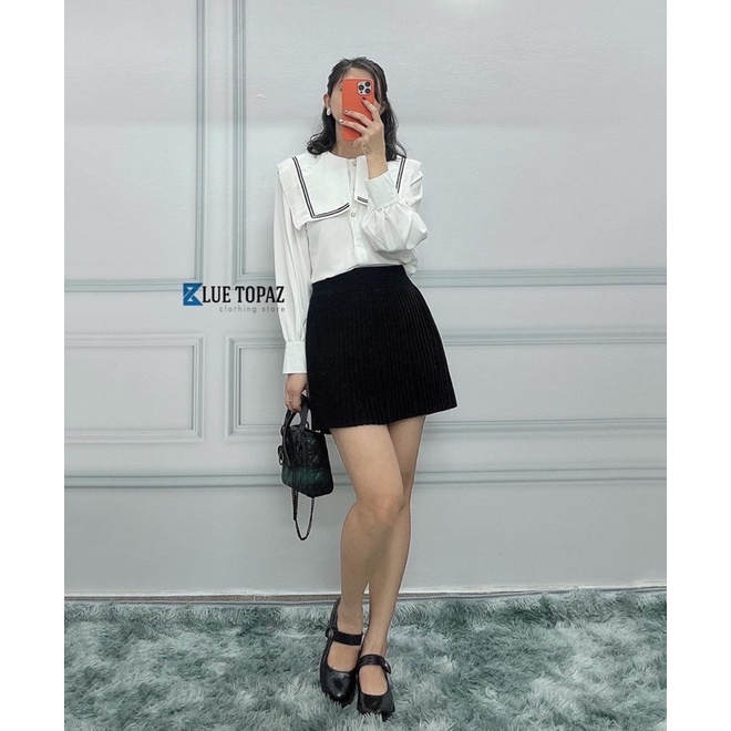 áo kiểu cổ vuông phối voan | BigBuy360 - bigbuy360.vn