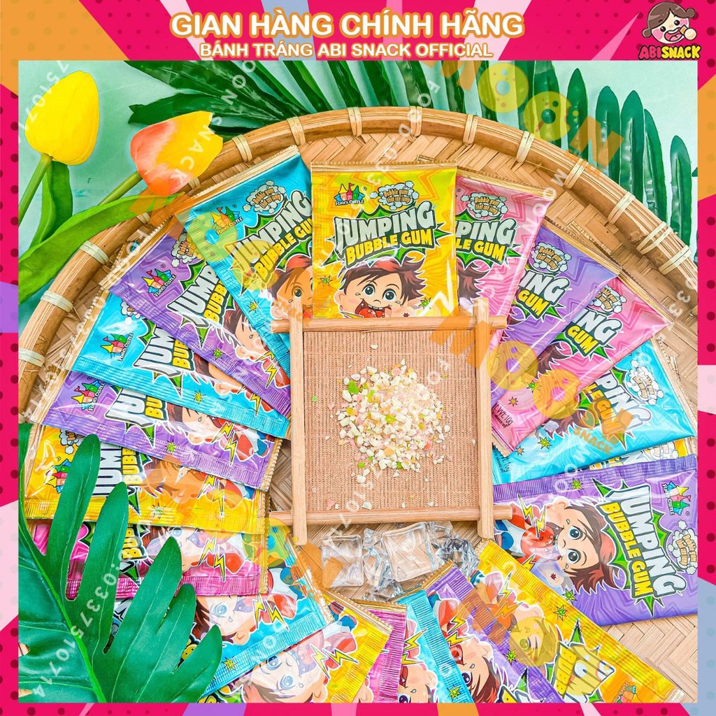 set 5 gói kẹo nổ trái cây Jumping Buble Gum hãng Funny Castle gói 10g ăn vặt tuổi thơ Moon Snack Food
