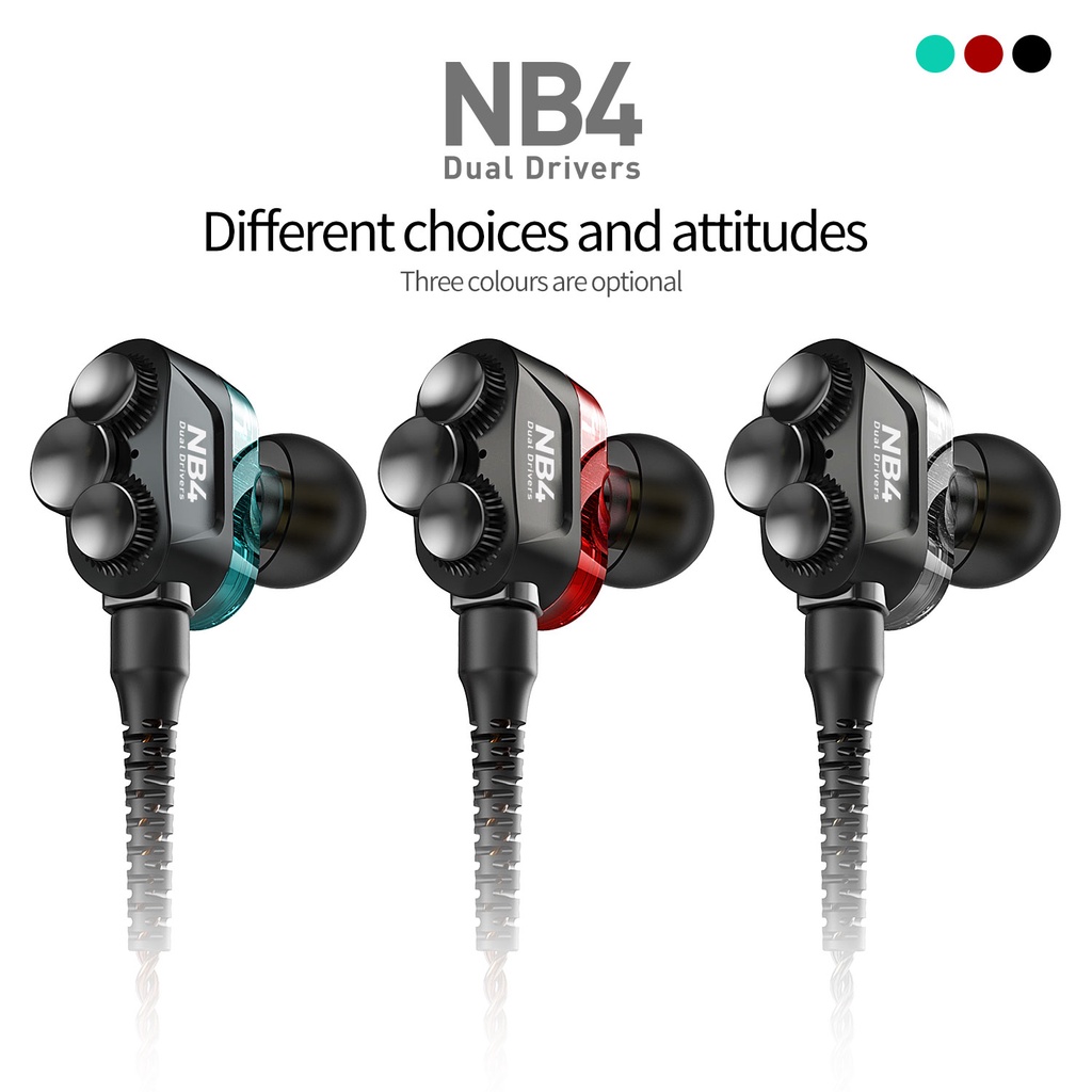 Tai nghe plextone NB4, chân cắm aux 3.5mm, có mic, dual driver cực mạnh, âm thanh cực rõ nét