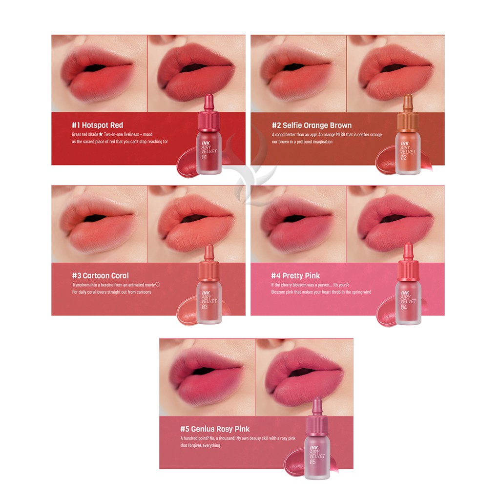 [ XẢ KHO ] Son kem Peripera Lip Tint Ink Airy Velvet Tint chính hãng màu 07 Đỏ cam