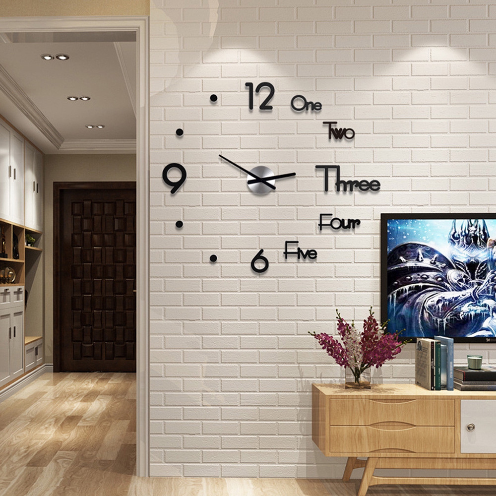 Đồng hồ dán tường 3D DIY bằng acrylic im lặng hiện đại sáng tạo trang trí văn phòng / phòng khách