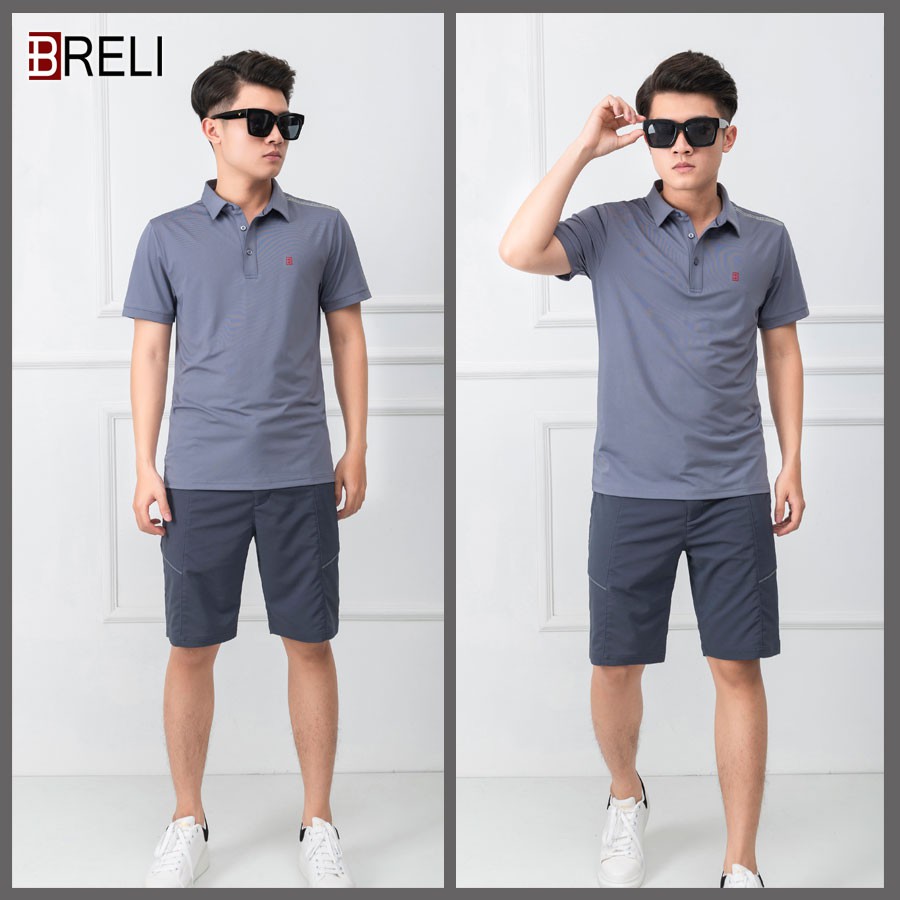 Áo thun nam cao cấp Breli - BAS2114-1C-LGR Công nghệ Nhật Bản thoáng khí kháng khuẩn chống tia UV