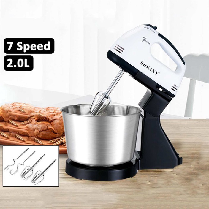 Máy nhào bột, đánh trứng đa năng có cối trộn rảnh tay Chính Hãng SOKANY 250W