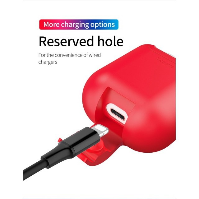 Bao Silicone bảo vệ tích hợp sạc không dây Baseus Wireless Charger dùng cho tai nghe Apple Airpods