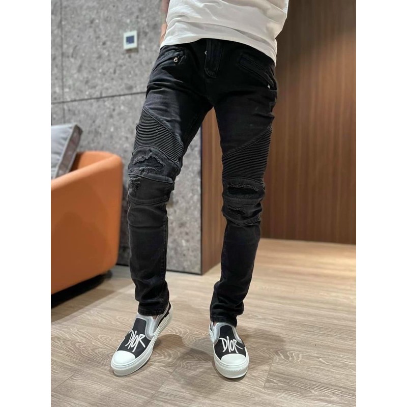 Quần bó nam amiri đen rách gối pha ra ống côn hàng spf.