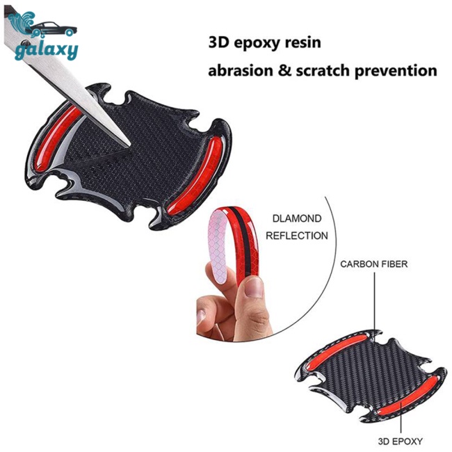 Galaxy Bộ 8 Miếng Dán Phản Quang Cảnh Báo An Toàn Chống Trầy Cho Tay Nắm Cửa Xe Hơi