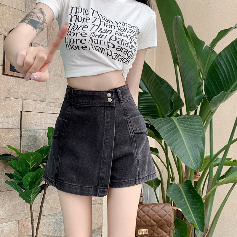 Chân váy jean SUXI dáng chữ A lưng cao đơn giản trẻ trung