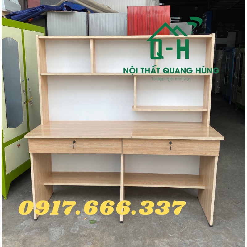 BÀN HỌC SINH ĐÔI 2 CHỔ NGỒI 1M2X1M45X45CM MÀU KEM