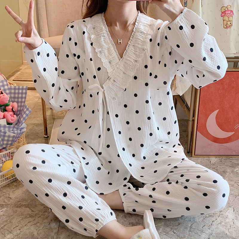 Bộ Đồ Ngủ Cotton Tinh Khiết Mỏng Nhẹ Thoáng Khí Dành Cho Phụ Nữ Mang Thai / Cho Con Bú