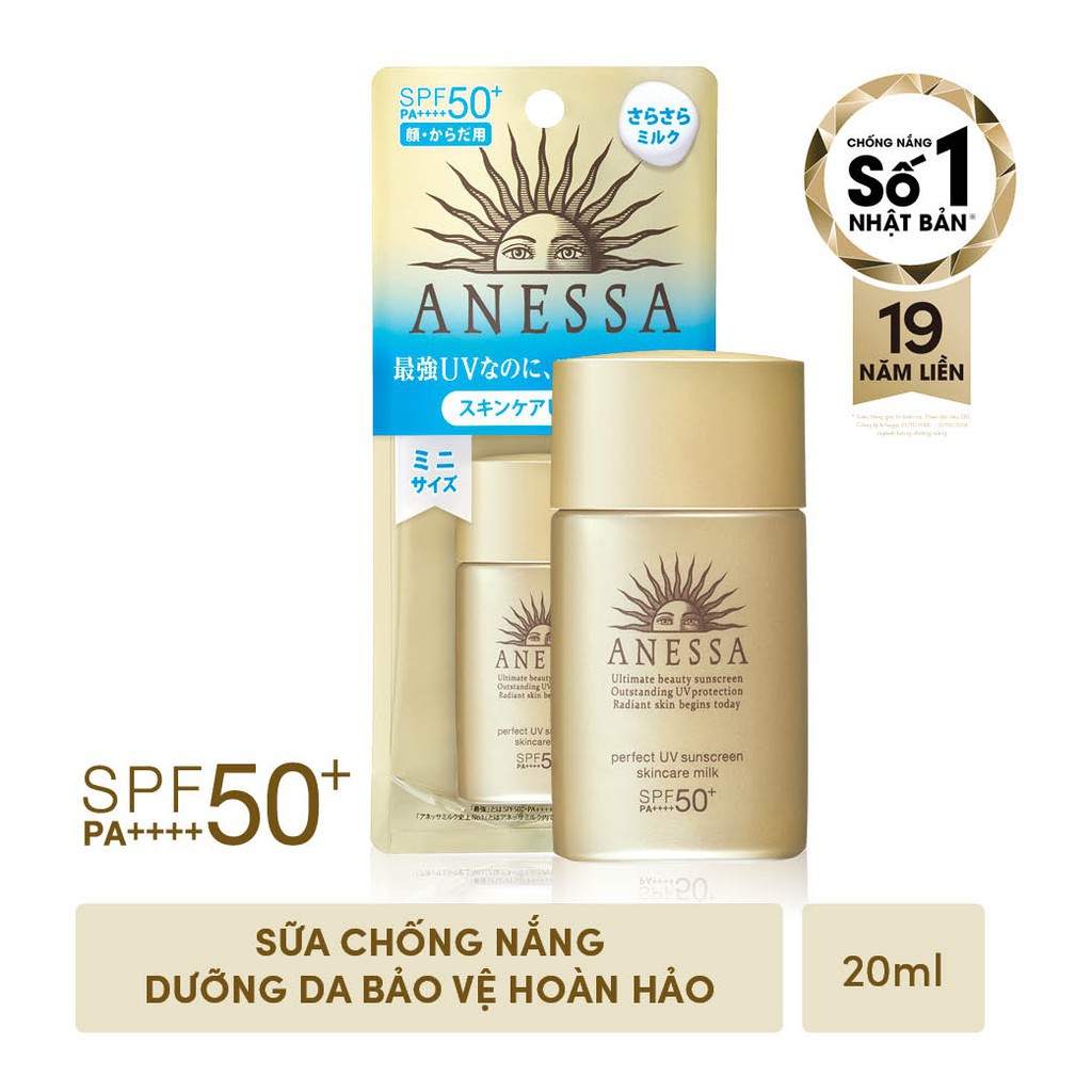 Bộ đôi chống nắng bảo vệ hoàn hảo Anessa Perfect UV Sunscreen Skincare Milk (60ml + 20ml)