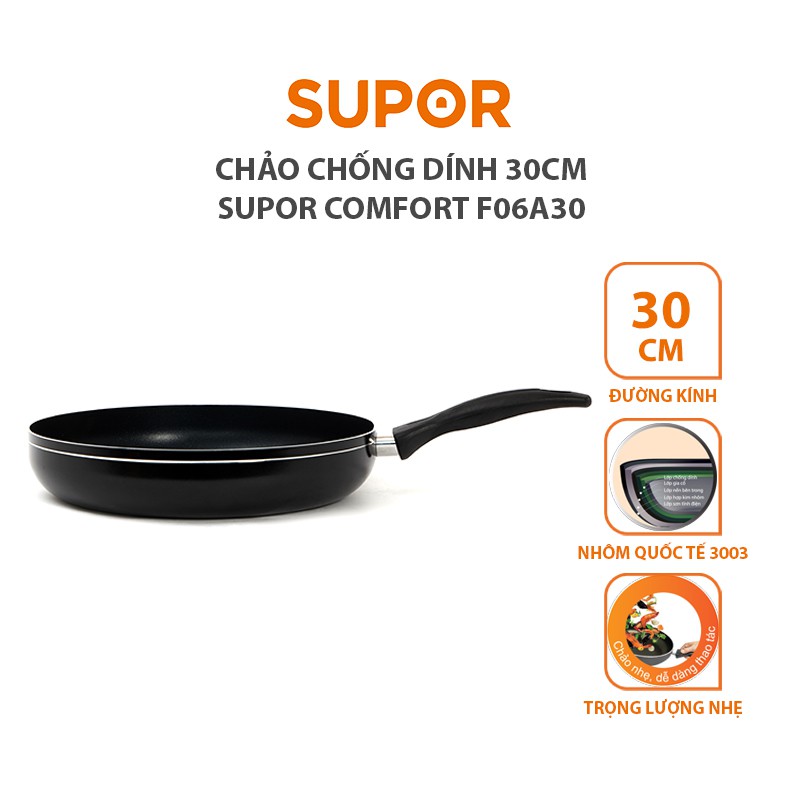 [Mã HLSEB10 giảm 10% tối đa 100K đơn 300K] Chảo chống dính Supor Comfort F06A30 30cm