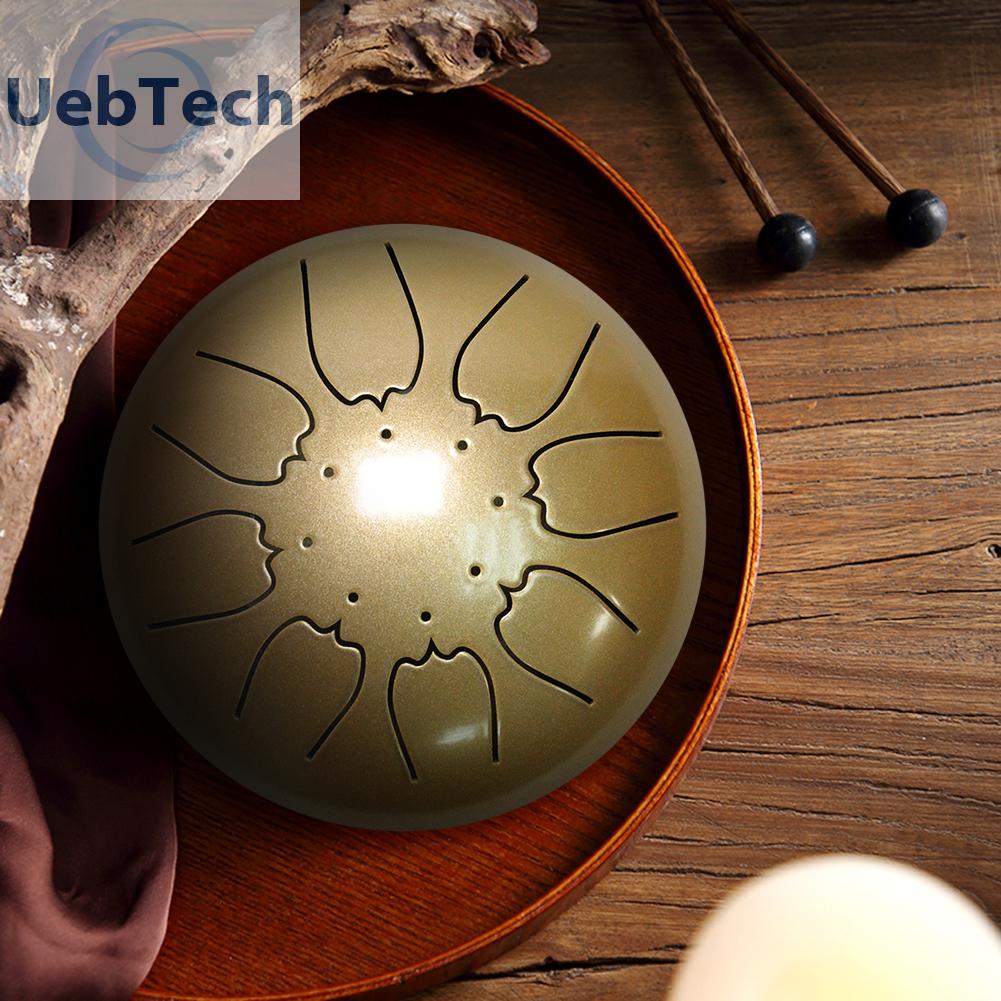 Uebtech Steel Tongue Drum Set 6 inch 8 Tune Handpan with Drumstick Carrying Bag