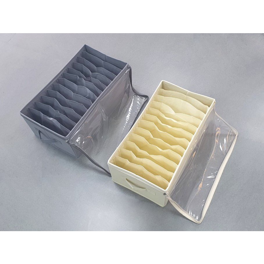 Hộp Vải Đựng Đồ Có Nắp Mặt Kính Chống Bụi Bẩn. Hộp Để Quần Áo, Khăn Tắm Chia Nhiều Ngăn Tiện Ích HD STORE