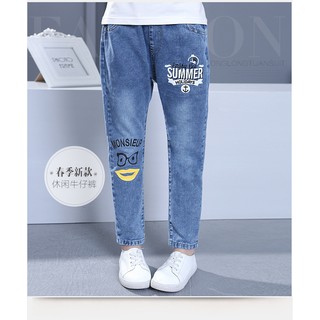 Korean style elastic waist jeans