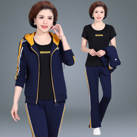 Set Đồ Bộ Dài Tay Phong Cách Thể Thao Cho Nữ Trung Niên 2020