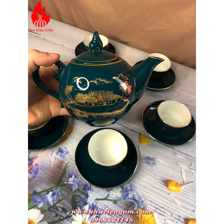 Bộ Ấm Chén Uống Trà Bộ Ấm Chén Bát Tràng Cao Cấp Bưởi Đồng Quê