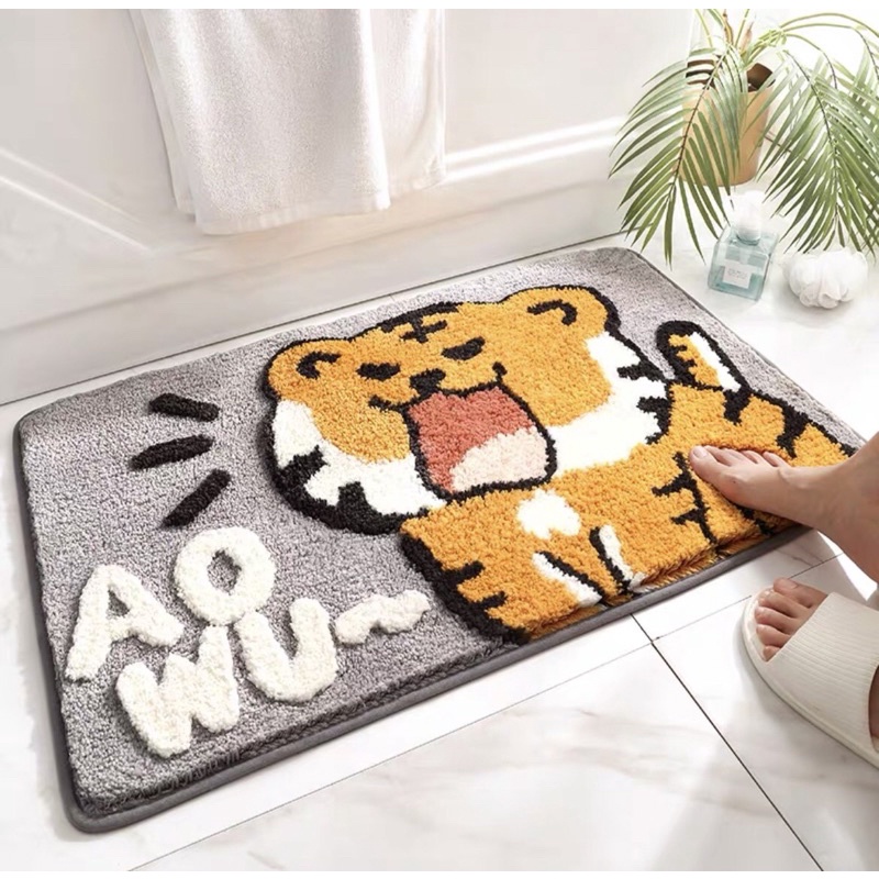 Thảm chân lông cừu 3D hoạ tiết hình thú kích thước 40x60 , chống trơn ,chống trượt thấm hút tốt tiện lợi với mọi nhà