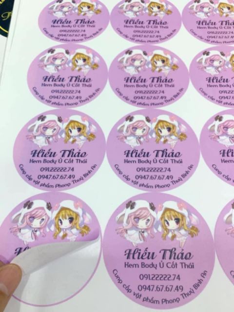 Tem dán sticker. Chuyên dán ly, hộp kem,mũ bảo hiểm...in theo yêu cầu