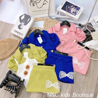 Set 3 món chân váy gắn nơ cho bé gái