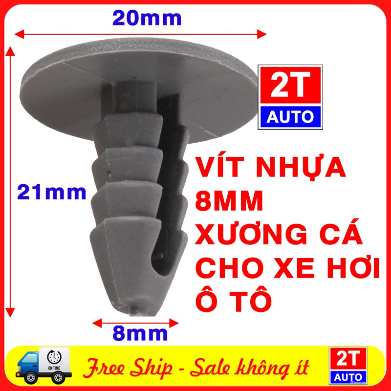 Bộ 10 Vít nhựa 8mm dạng xương cá chuyên dụng cho xe hơi ô tô - vít nhựa ô tô đinh tán xe hơi SKU: 158