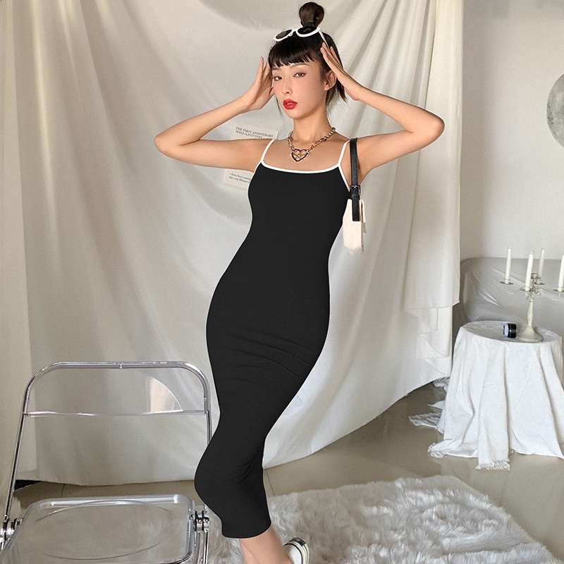 Kliou Đầm Hai Dây Dáng Ôm Dài Nhiều Màu Cơ Bản Quyến Rũ Dễ Phối Đồ Dành Cho Bạn Nữ