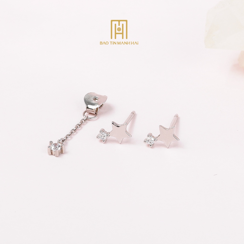 Bông tai Bạc 925 nữ hình ngôi sao gắn đá cao cấp phong cách Hàn Quốc BTB01 Bảo Tín Mạnh hải