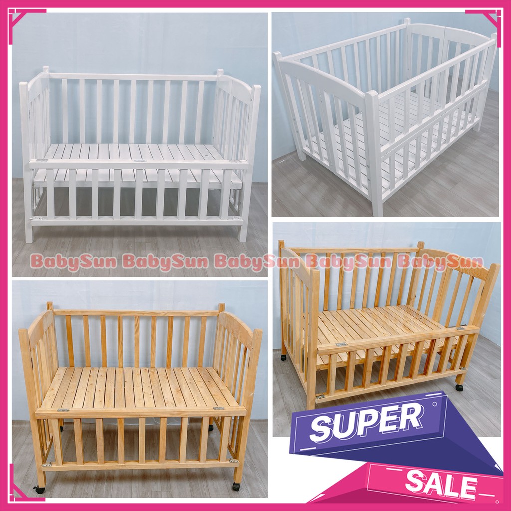 Cũi Cho Bé KIDSSUN Chất Liệu Gỗ Quế Chịu Lực Lên Tới 100kg Sản Xuất Tại Việt Nam Bảo Hành 24 Tháng Tặng Kèm Bánh Xe