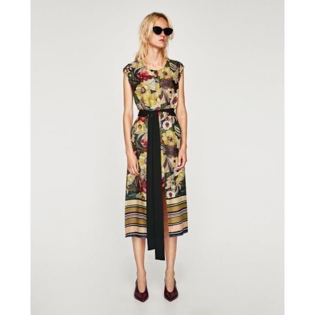Đầm midi hoa lá Zara auth - used