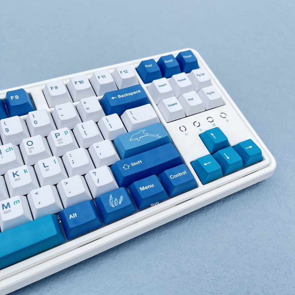 134 Phím Azure Ocean Keycap Cherry Profile PBT Dye Sub Bàn phím cơ Keycaps