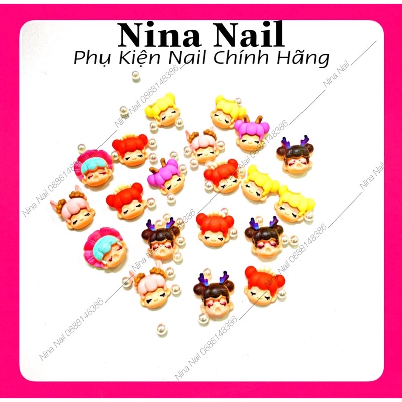 Set Charm Hoạt Hình Gấu , Thỏ , Búp Bê Trang Trí Móng Siêu Xinh