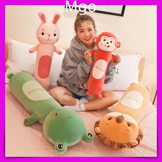 Gối Ôm Cho Bé Hình Thú Khỉ Thỏ Ếch Sư Tử Vải Nỉ Mềm Mịn An Toàn Cho Bé Ôm Chơi Ngủ Size 70Cm
