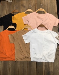 Áo croptop xoắn eo chất zip cotton