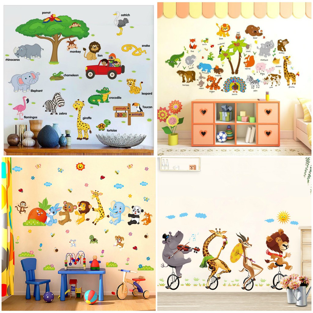 ❤️I. TỔNG HỢP TRANH DECAL DÁN TƯỜNG ĐỘNG VẬT TIẾNG ANH - DECAL DÁN TƯỜNG CHO BÉ