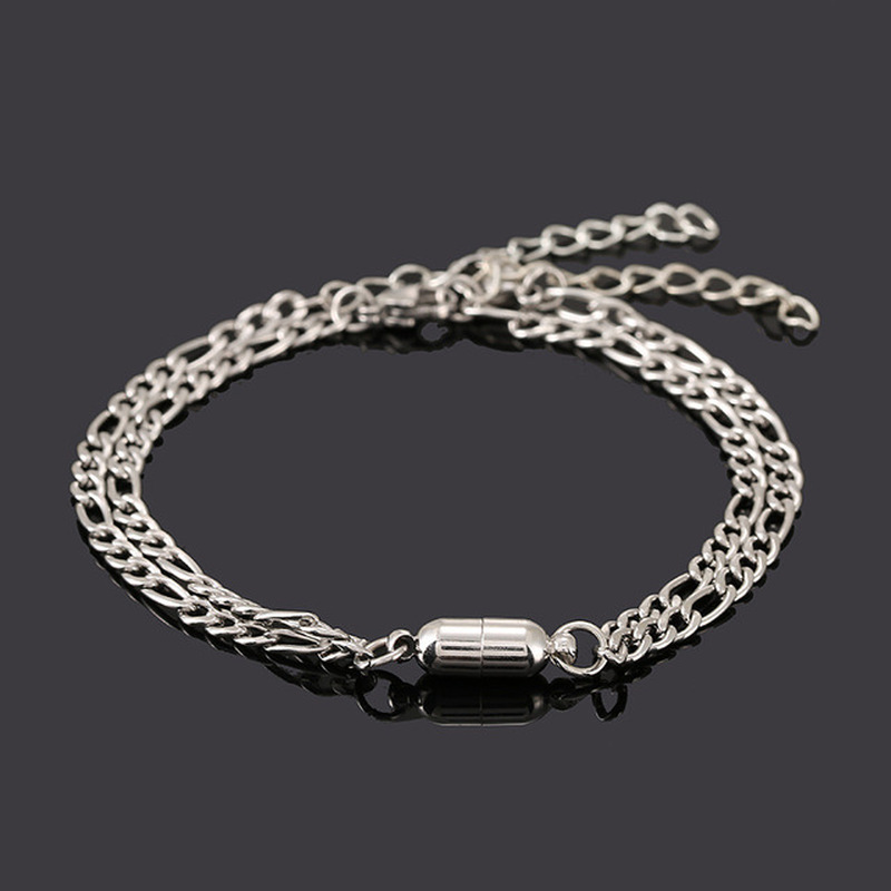 MANYUE Set 2 Vòng Tay Nam Châm Chất Liệu Thép Không Gỉ Phong Cách Hàn Quốc Cho Cặp Đôi