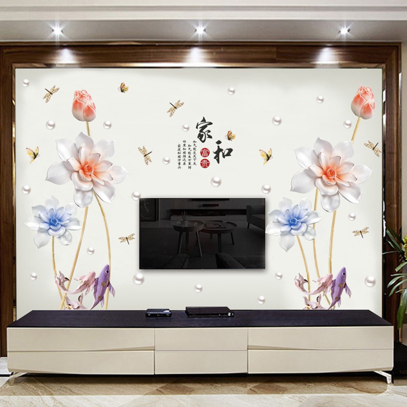 Decal dán tường Hoa đá 3D