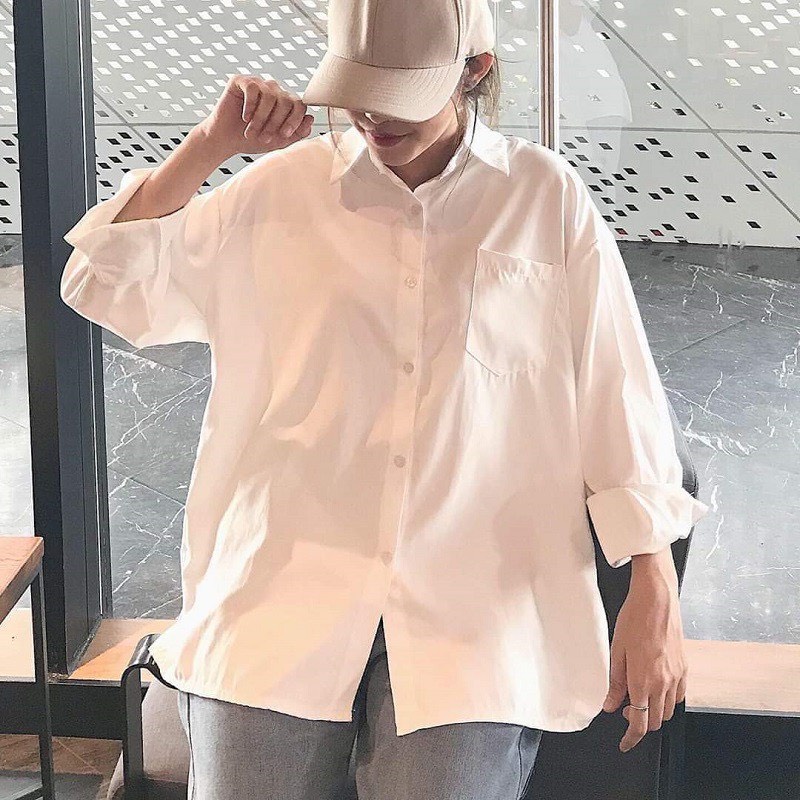 ÁO SƠ MI NỮ TRẮNG TINH KHÔI VẢI THÔ MỀM