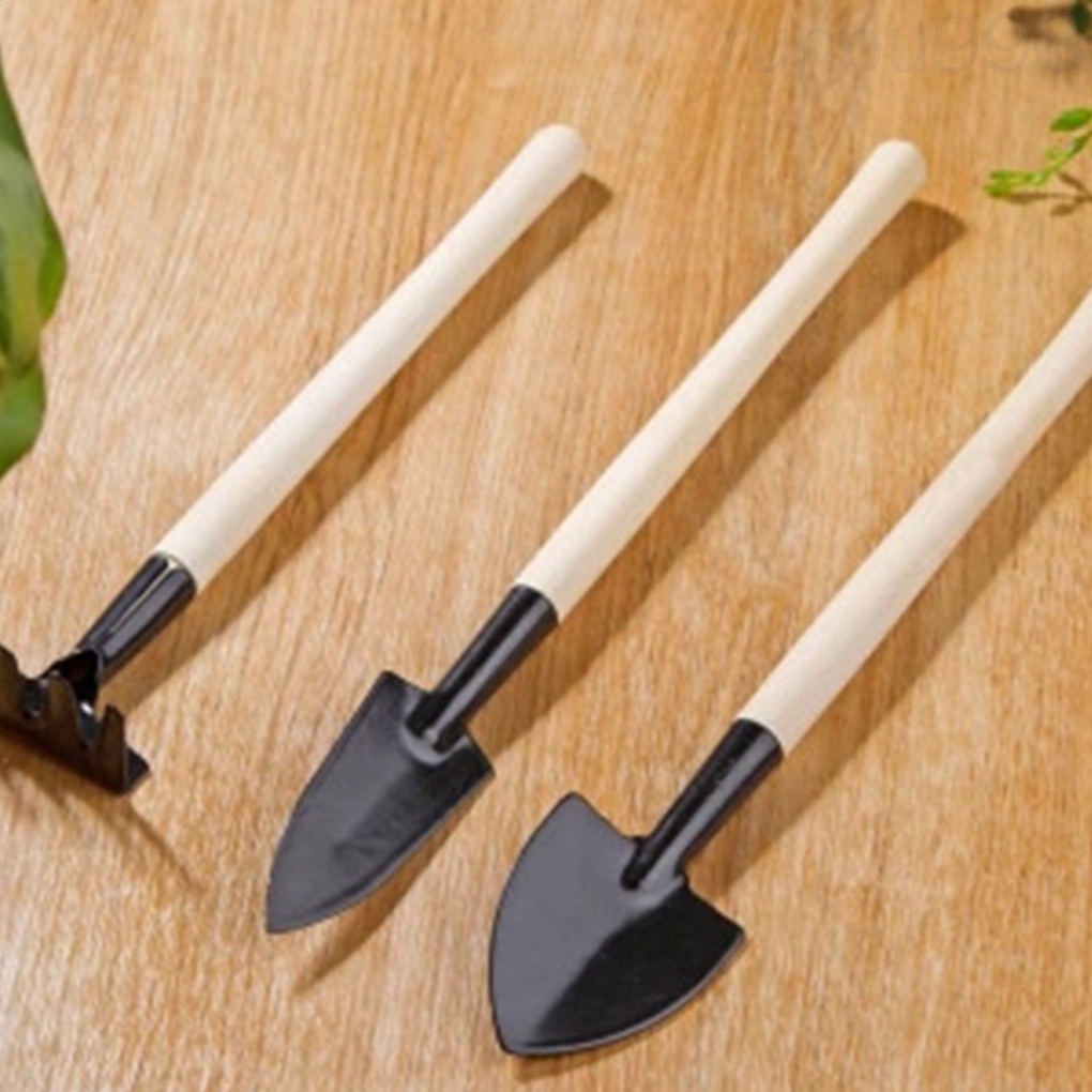 Bộ Dụng Cụ Làm Vườn Tay Cầm Bằng Gỗ + Sắt Tiện Dụng Runbu998