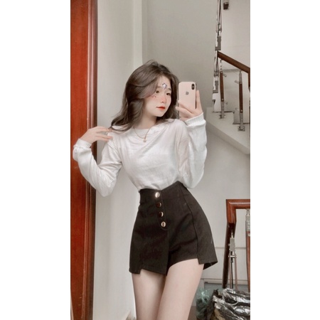 áo len trễ vai tay phối cúc (ảnh thật shop chụp) | BigBuy360 - bigbuy360.vn