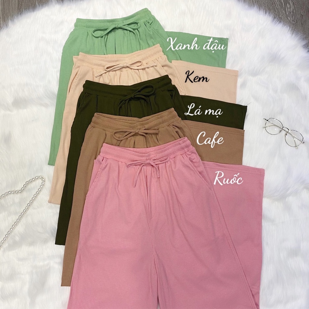 Quần nữ ống rộng cạp chun, quần dài thun gân ống suông lưng thun phong cách ulzzang SIB085