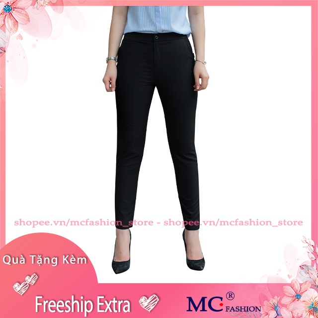 Quần Tây Nữ Lưng Cao Mc Fashion, Màu Đen, Xanh Tím Than Q0380, Kiểu Dáng Âu Công Sở, Ống Côn