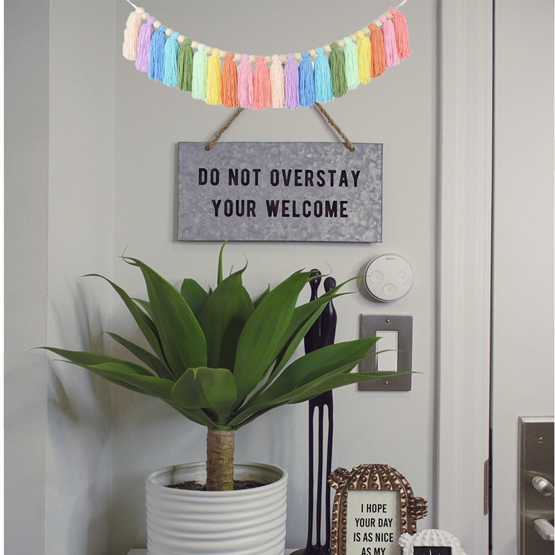 Vòng Hoa Tua Rua Màu Pastel 37Inch Với Hạt Gỗ Nhiều Màu Treo Tường Trang Trí Phòng Ngủ / Phòng Học / Tiệc Tùng