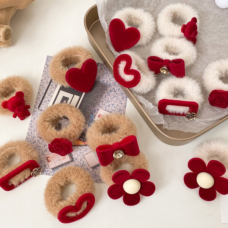 Dây cột tóc hình nơ bằng nhung dễ thương xinh xắn dành cho nữ