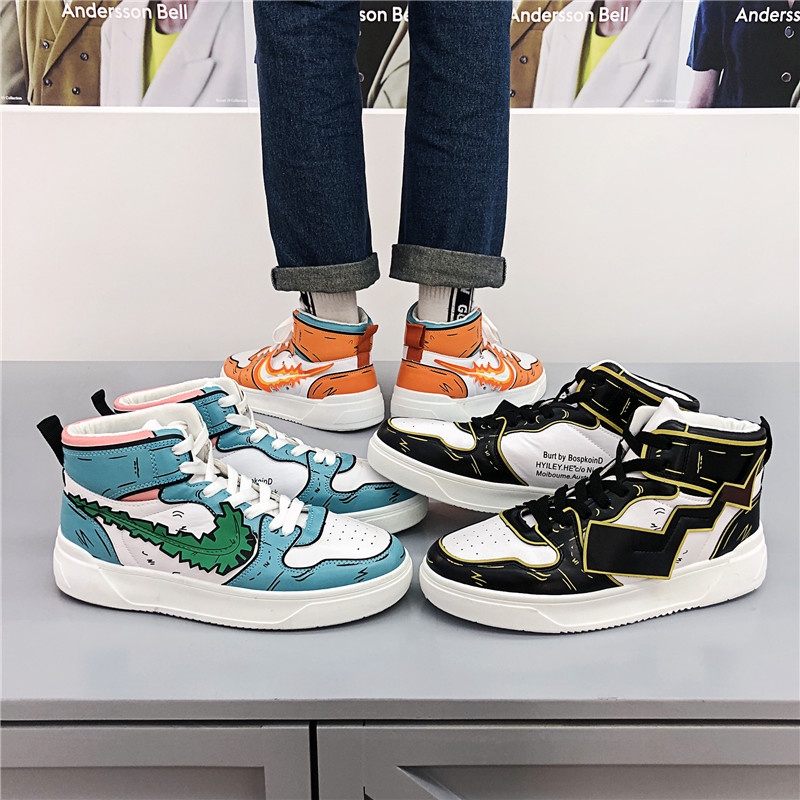 Giày thể thao cổ cao in hình phong cách Pokemon thời trang cho nam size 39-44